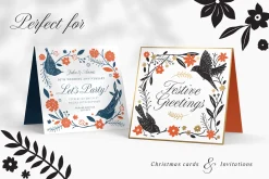 Birds & Blooms Vector Linocut Set