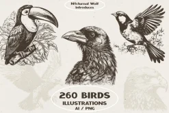 260 Birds Illustrations