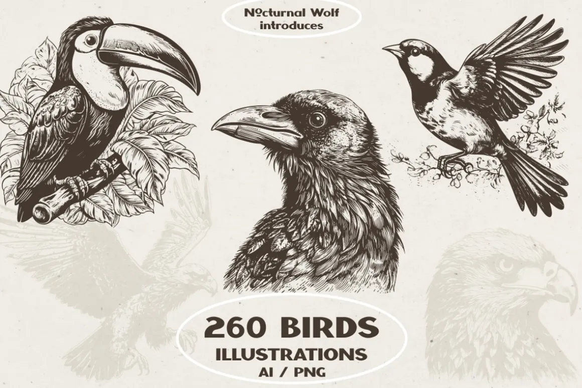 260 Birds Illustrations