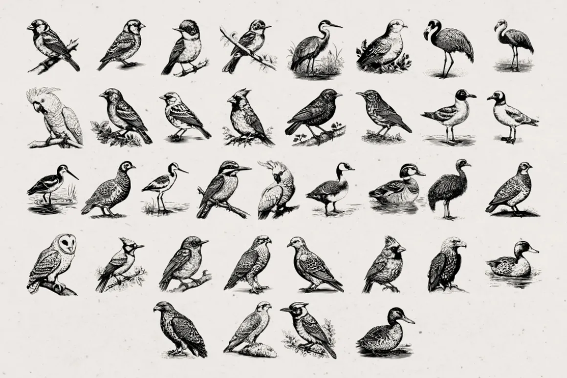 260 Birds Illustrations