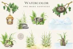 Birds Watercolor Painted Set