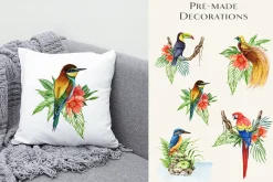 Birds Watercolor Painted Set