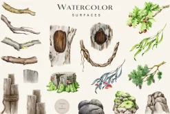 Birds Watercolor Painted Set