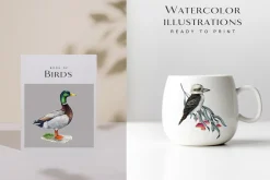 Birds Watercolor Painted Set
