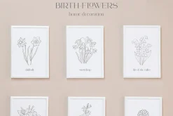 Birth-Flowers. Watercolor & Line Art