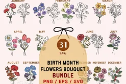 Birth Month Flower Bouquet Bundle