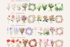 Birth Month Flower Clipart Creator