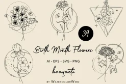 Birth Month Flower Line Bouquets