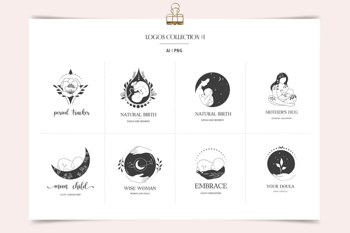 Birth story - collection of logos