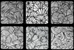 6 black and white abstract patterns