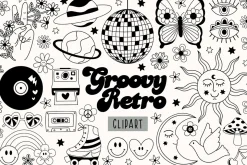 Black and white groovy retro graphic