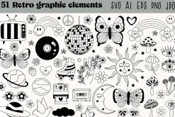 Black and white groovy retro graphic