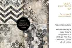 Black & Cream Junk Journal Papers