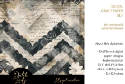 Black & Cream Junk Journal Papers