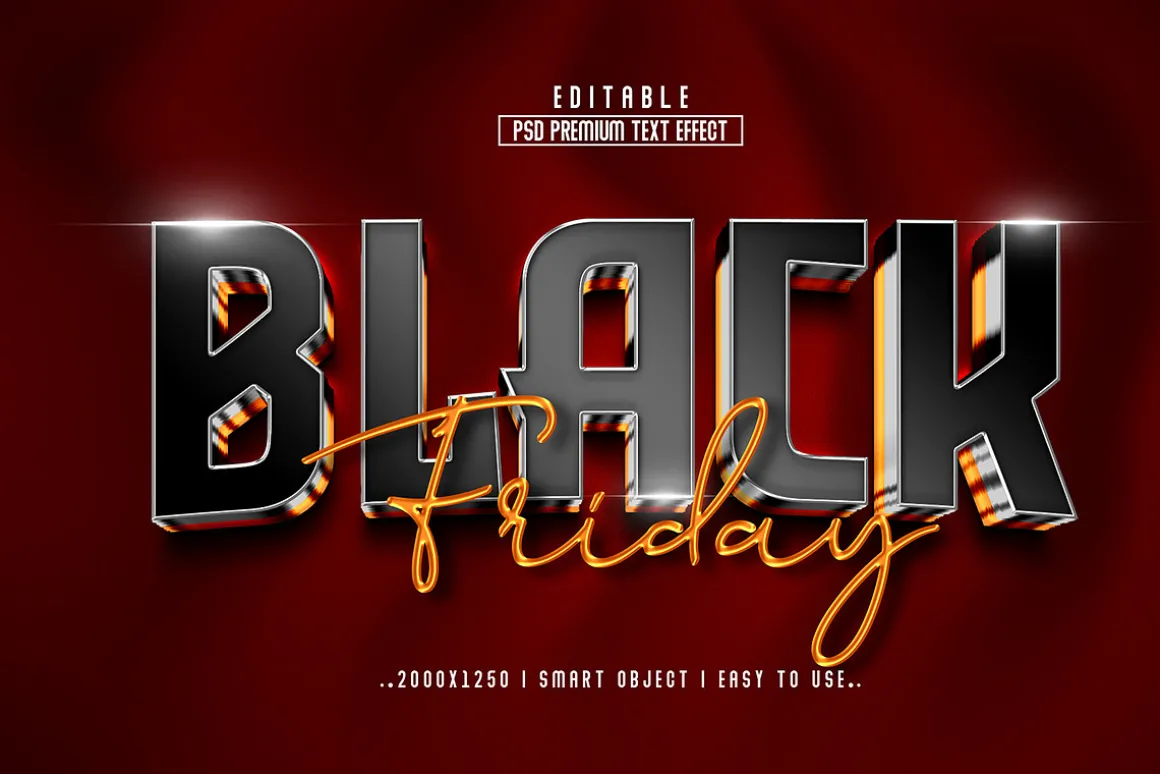 Black Friday 3D Text Effect Style
