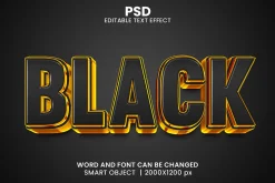 Black Luxury 3d Text Effect Style