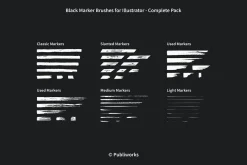 Black Marker Brushes for Illustrator