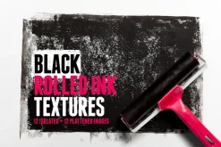 12 Black Rolled Ink Textures