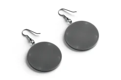 Black Round Earring Pair 3D Model
