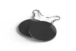 Black Round Earring Pair 3D Model