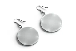 Black Round Earring Pair 3D Model