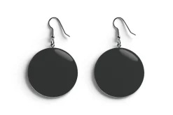 Black Round Earring Pair 3D Model