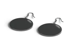 Black Round Earring Pair 3D Model