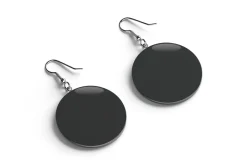 Black Round Earring Pair 3D Model