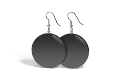 Black Round Earring Pair 3D Model
