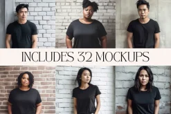 Black T-Shirt Mockup Bundle