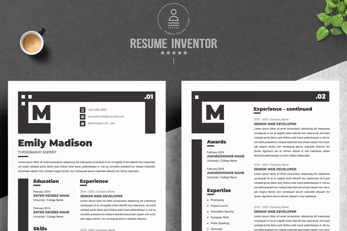 Black & White Bold Minimal Resume CV