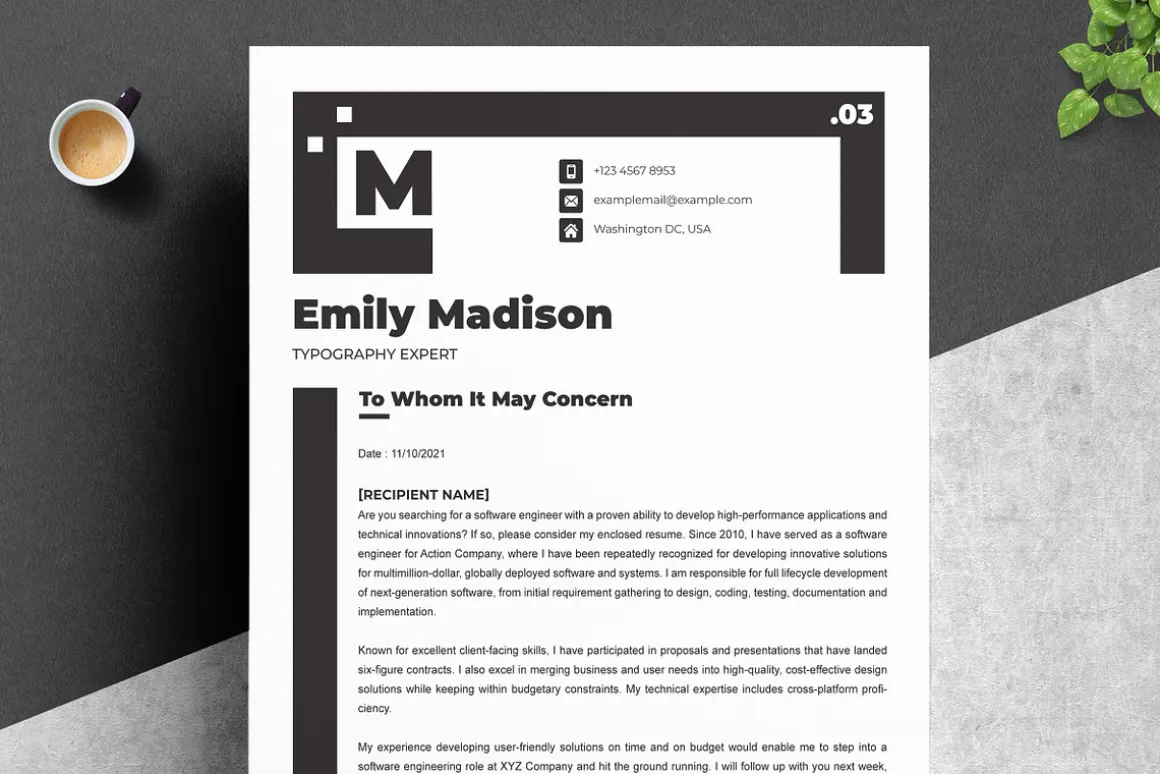 Black & White Bold Minimal Resume CV