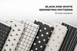 Black & white seamless patterns set