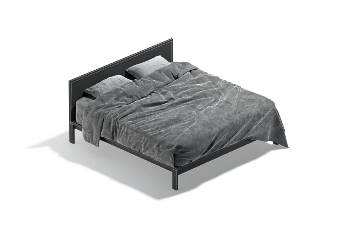 Black Wooden Double Bed 3D Model