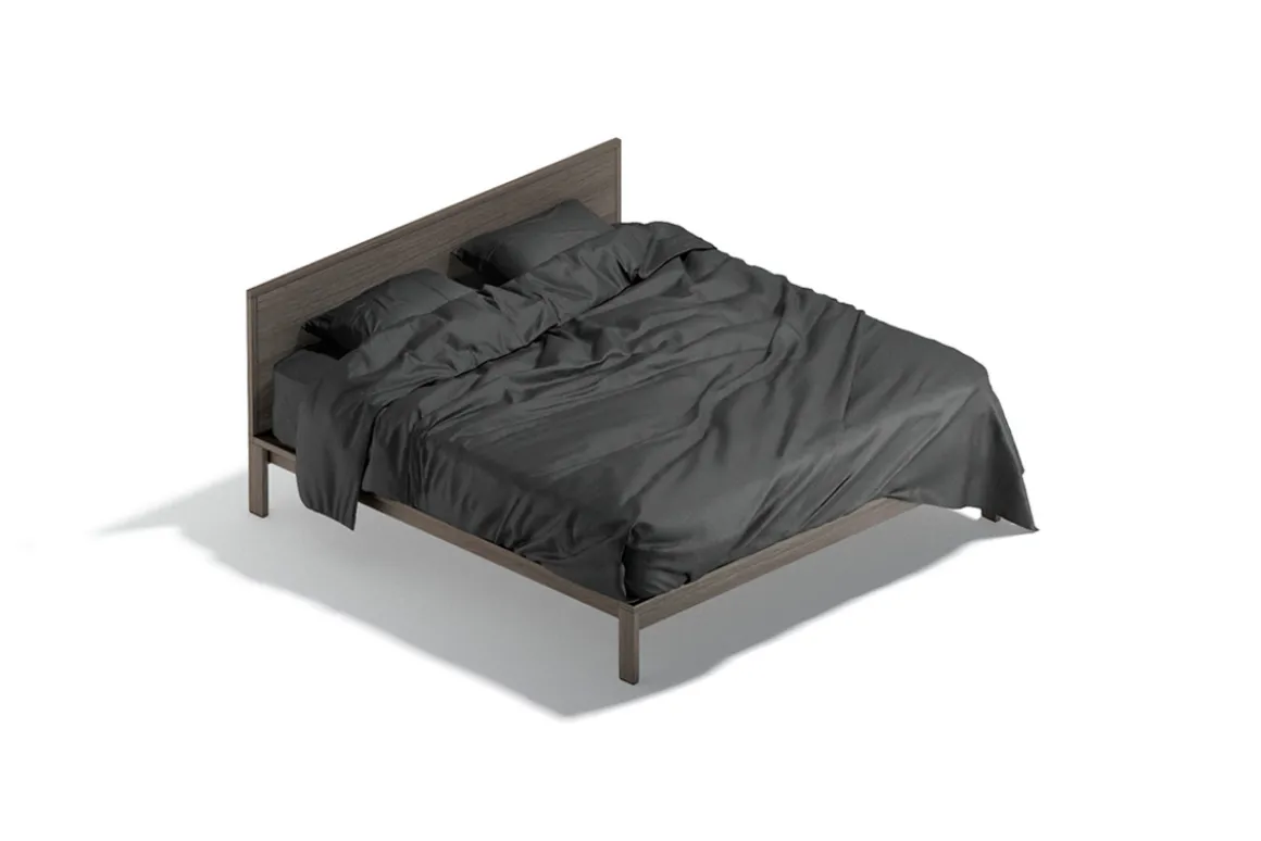 Black Wooden Double Bed 3D Model