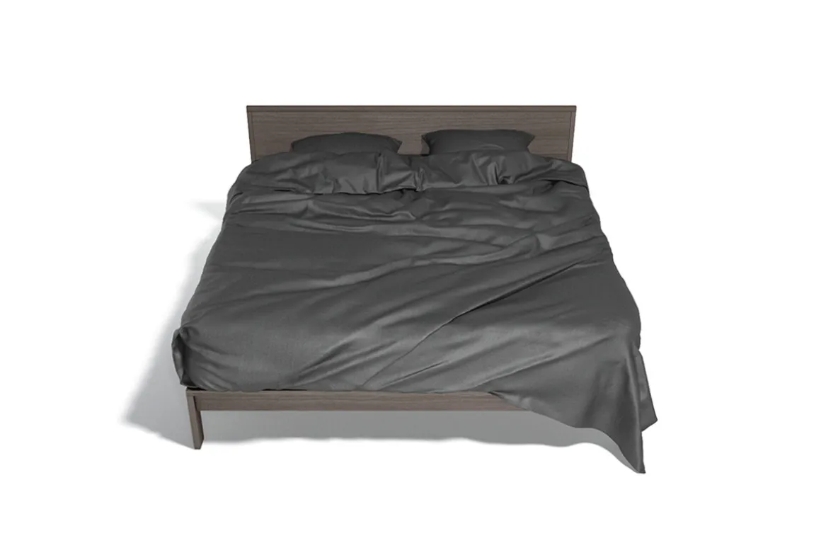 Black Wooden Double Bed 3D Model