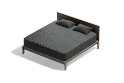 Black Wooden Double Bed 3D Model