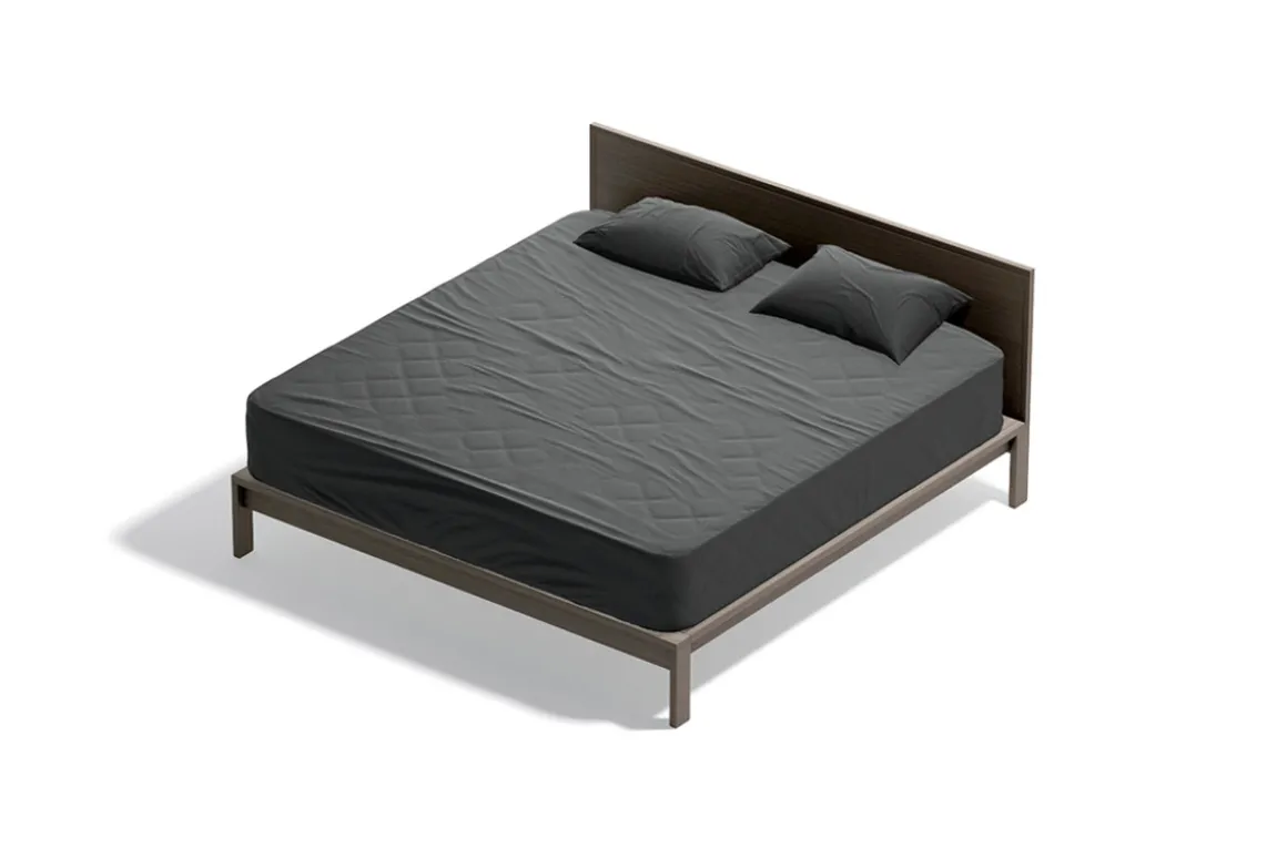 Black Wooden Double Bed 3D Model