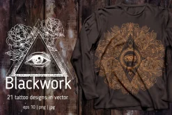 Blackwork. 21 vector tattoo designs.