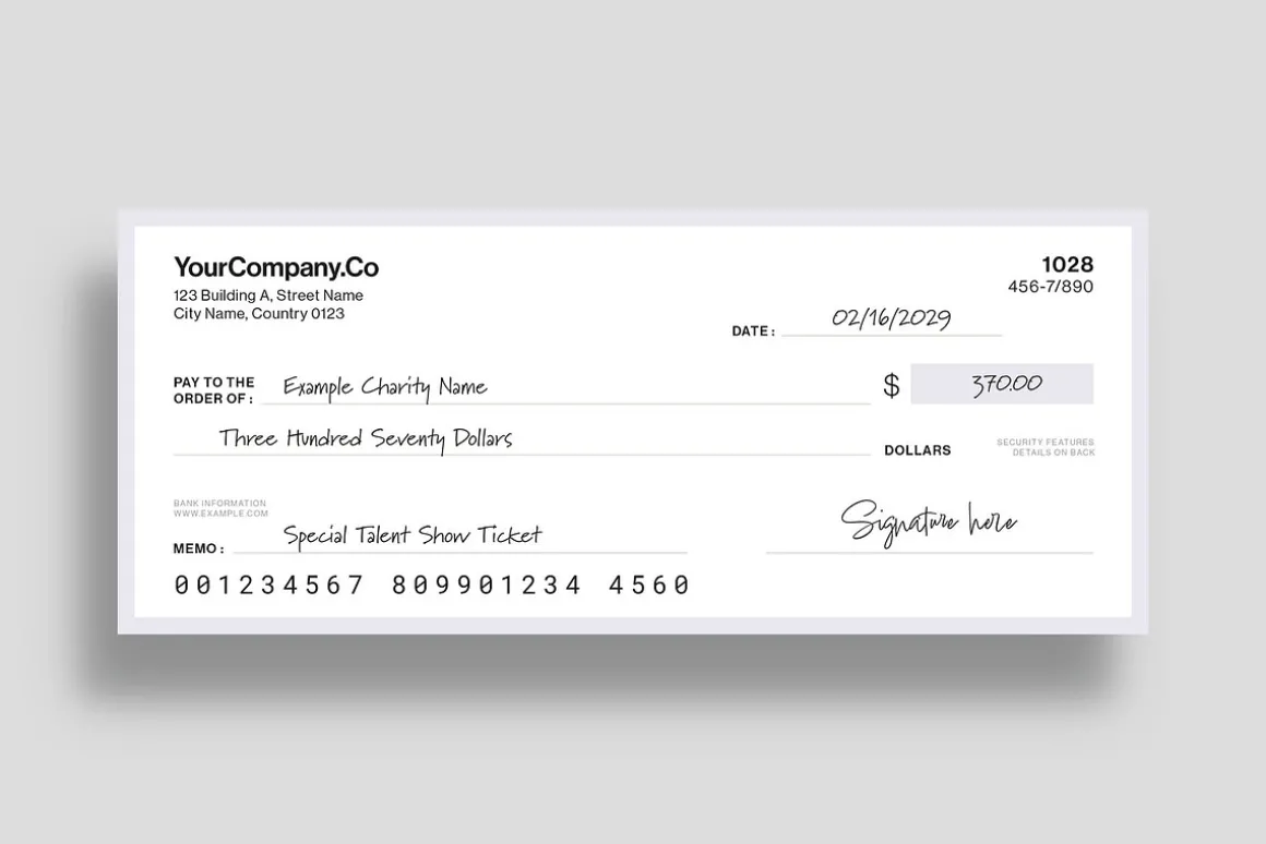 Blank Check / Cheque Template
