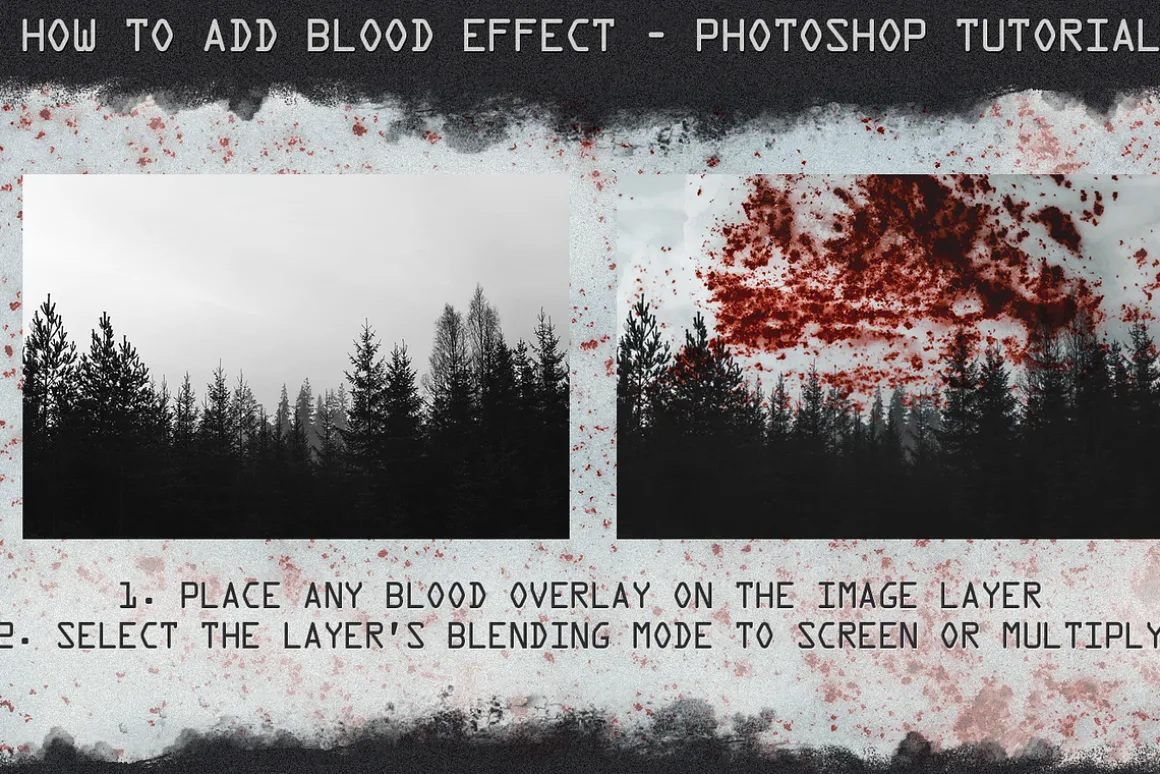 Blood splatter Photoshop overlays