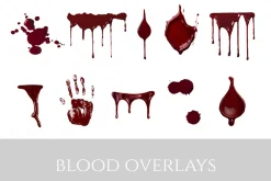 Blood Drip Overlays, Halloween, PNGs