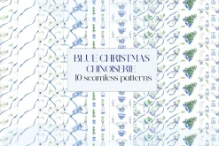 Blue Christmas Chinoiseries Clipart