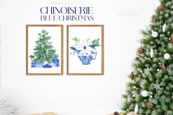 Blue Christmas Chinoiseries Clipart