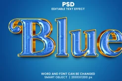 Blue 3d Editable Text Effect Style