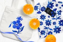 Blue Delft Watercolor Floral Clipart