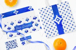 Blue Delft Watercolor Floral Clipart