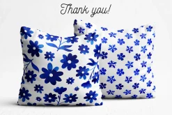 Blue Delft Watercolor Floral Clipart