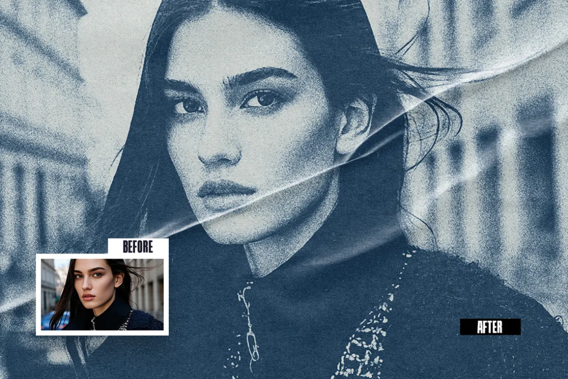 Blue Print Photo Effect