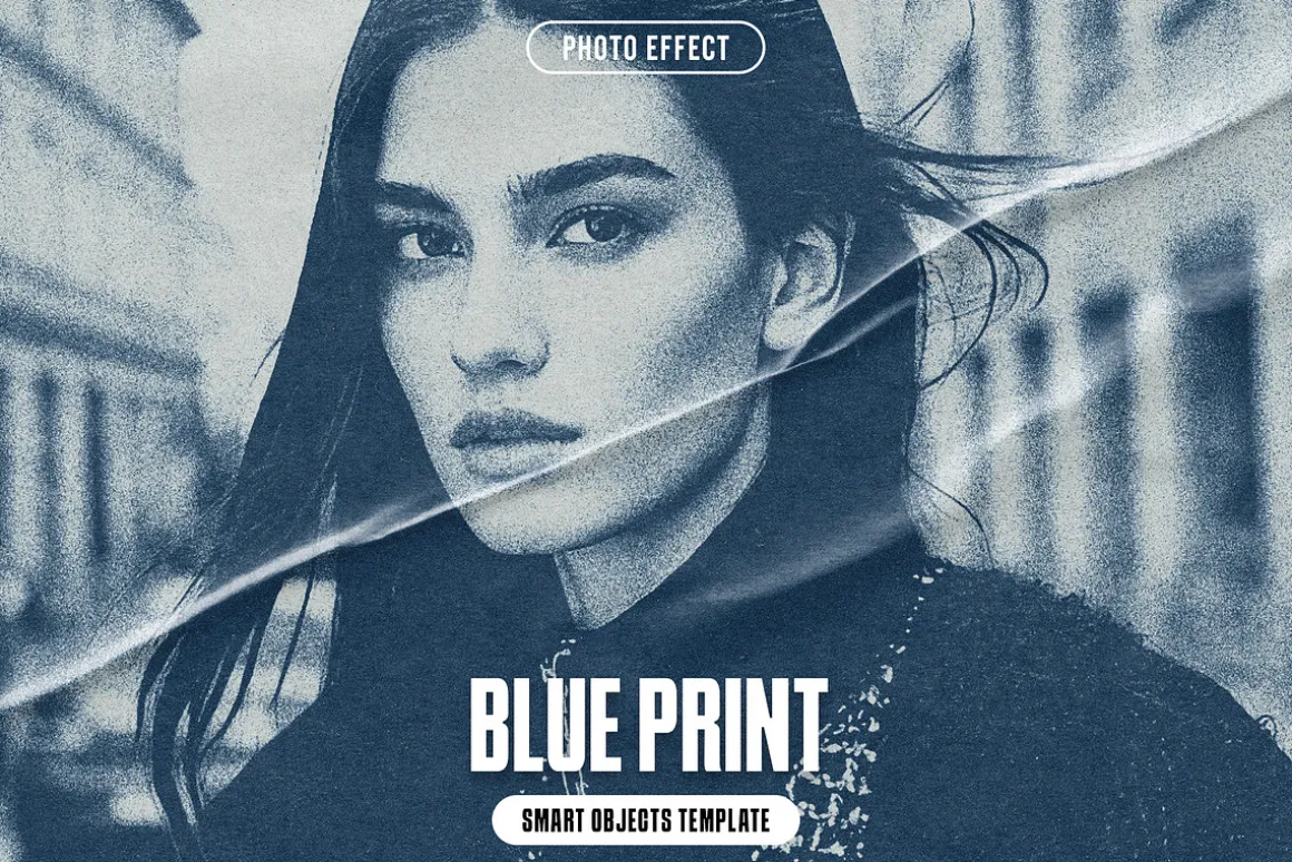 Blue Print Photo Effect